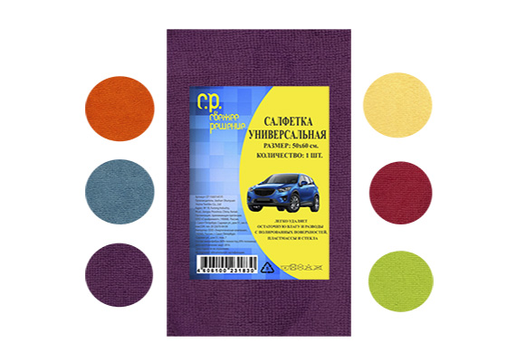 СР 15007/АТ/П Салфетка универсальная 50*60 см, в асс-те.,пленка
