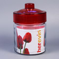 Тр 131915 Банка для сыпучих продуктов с пласт. кр. красная, 1000 мл, т.м. Herevin