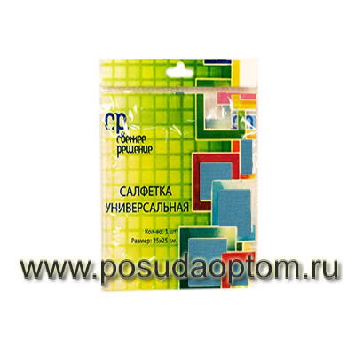 СР Кт ТP25В Салфетка универсальная 25*25 см, голубая, принт пакет