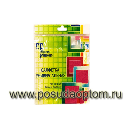 СР Кт ТP25Р Салфетка универсальная 25*25 см, розовая, принт пакет